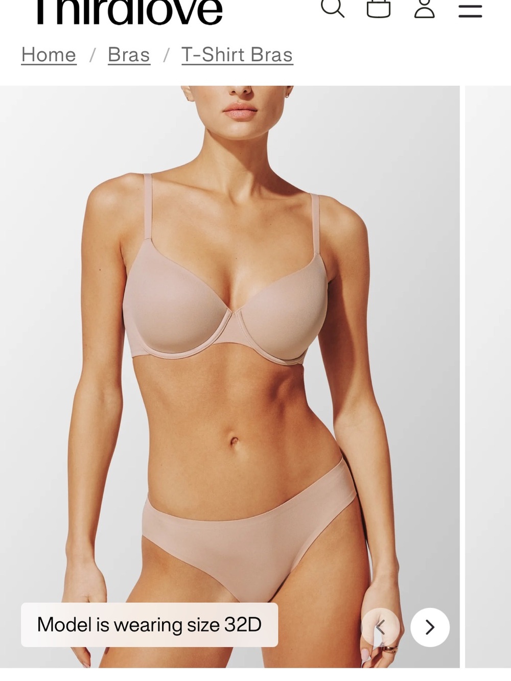 ThirdLoveComfortStretch Back Smoothing T-Shirt Bra in Taupe, 38E